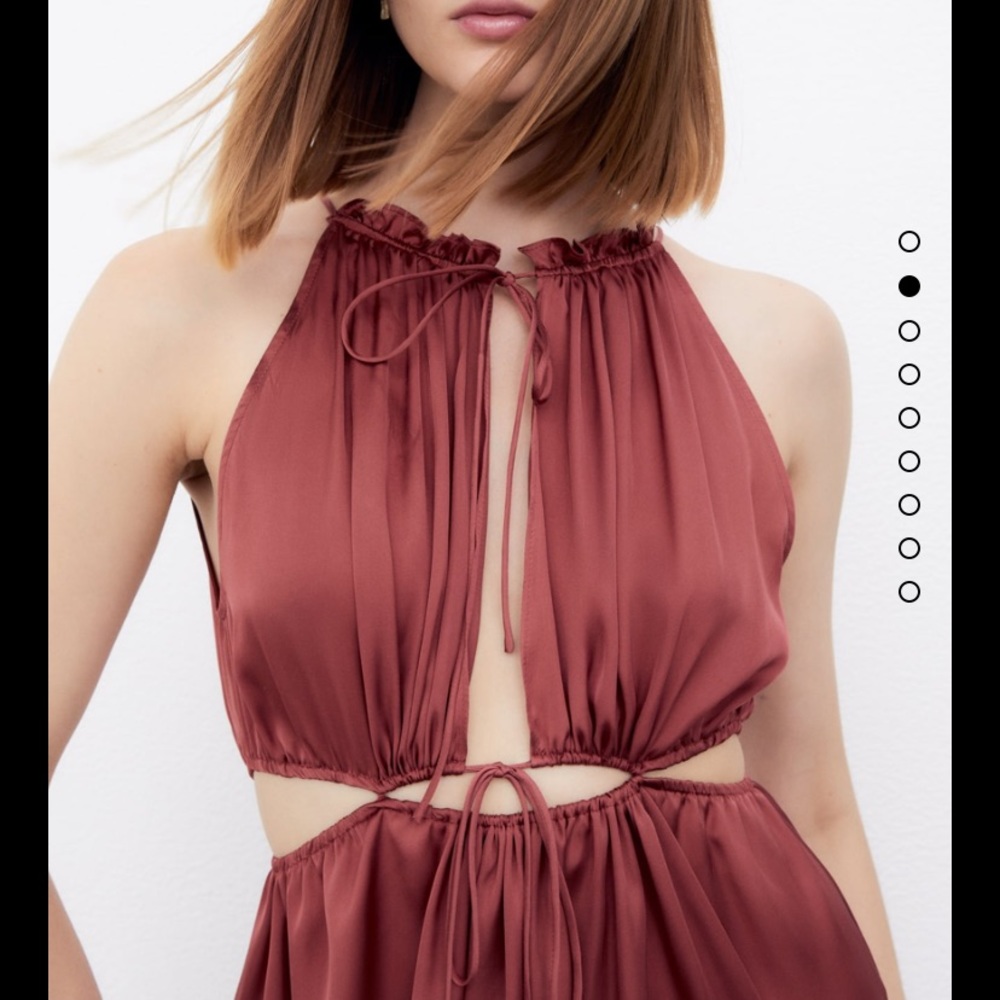 SOLD!! Zara satin effect cut out dress